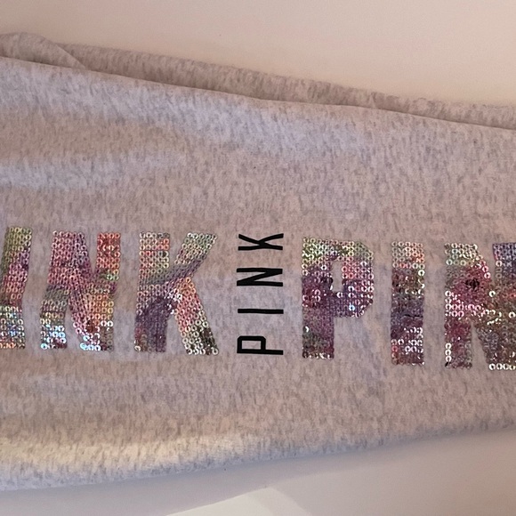 Victoria Secret PINK sequin heather white track pants - Picture 3 of 3
